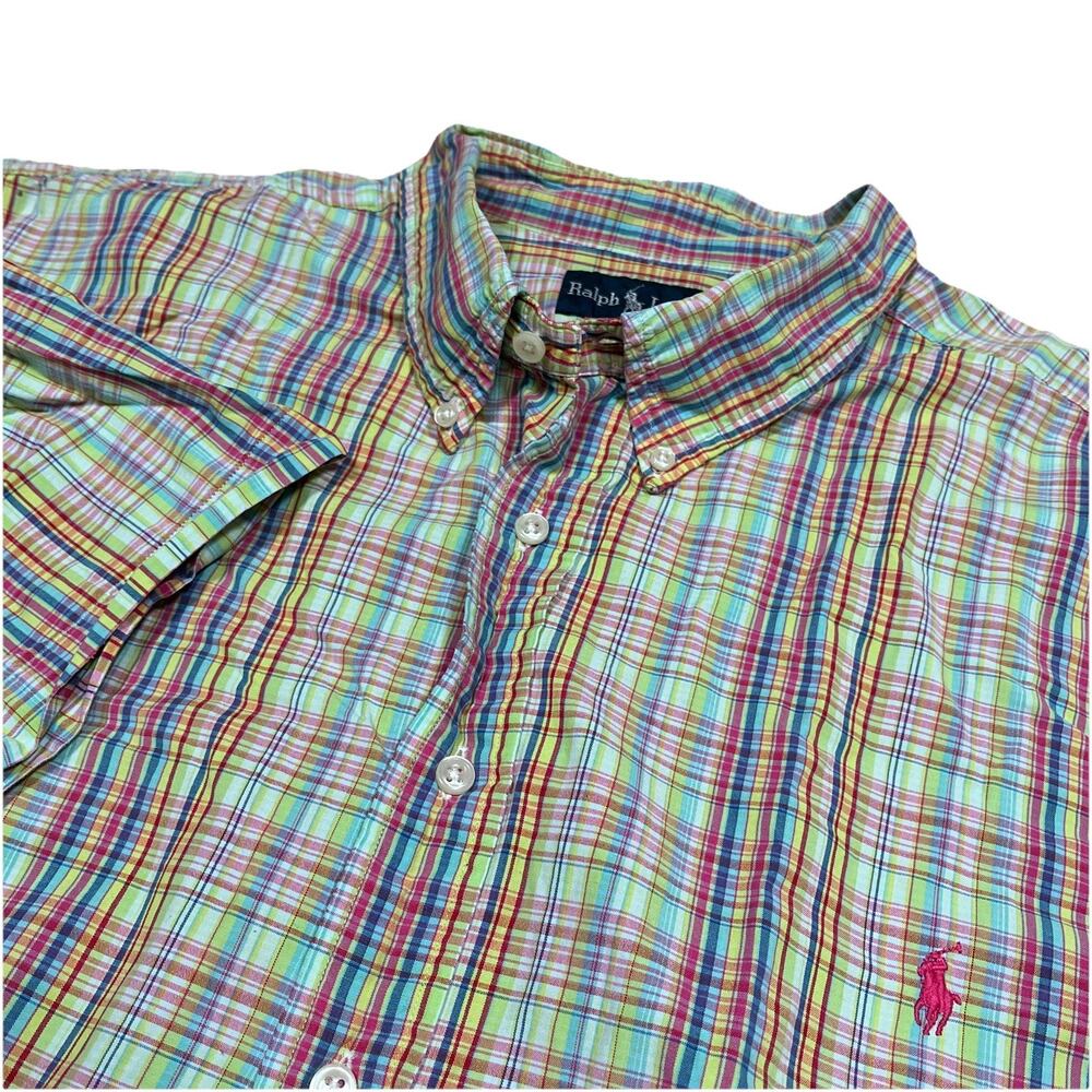 Polo Ralph Lauren 3XB Plaid Check Madras Shirt Short Sleeve Button Down Pony